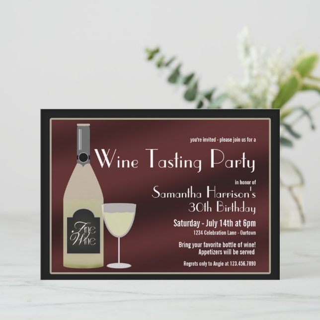 Invitación a una fiesta de degustación de vinos (Anverso de pie)