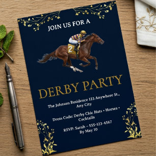 Invitación a una fiesta de derby de carreras de ca