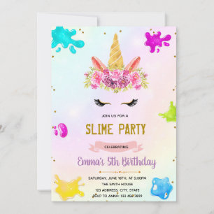 Invitación a una fiesta de diapositivas de unicorn