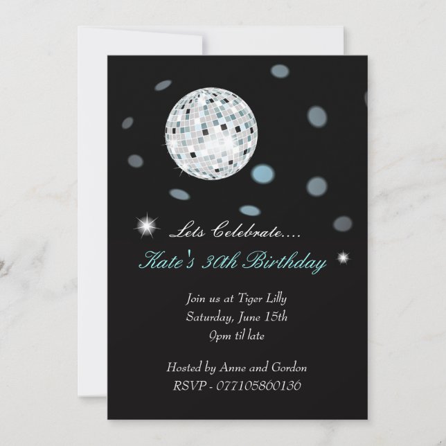 Invitación a una fiesta de discoteca (Anverso)