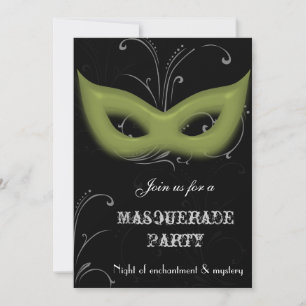 Invitación a una fiesta de disfraces con máscara