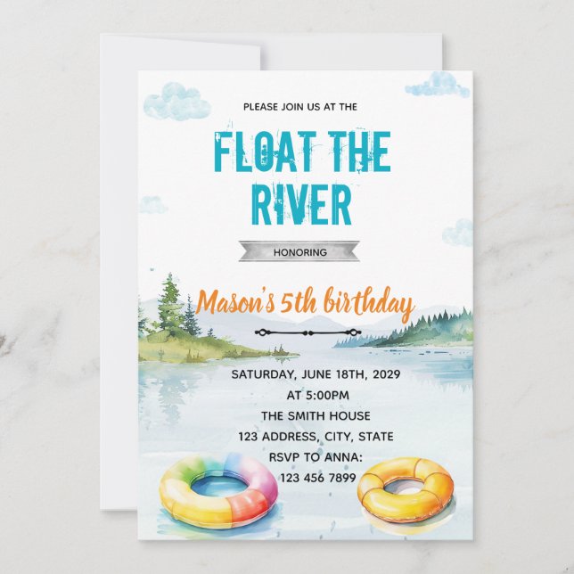 Invitación a una fiesta de flotación en el río (Anverso)