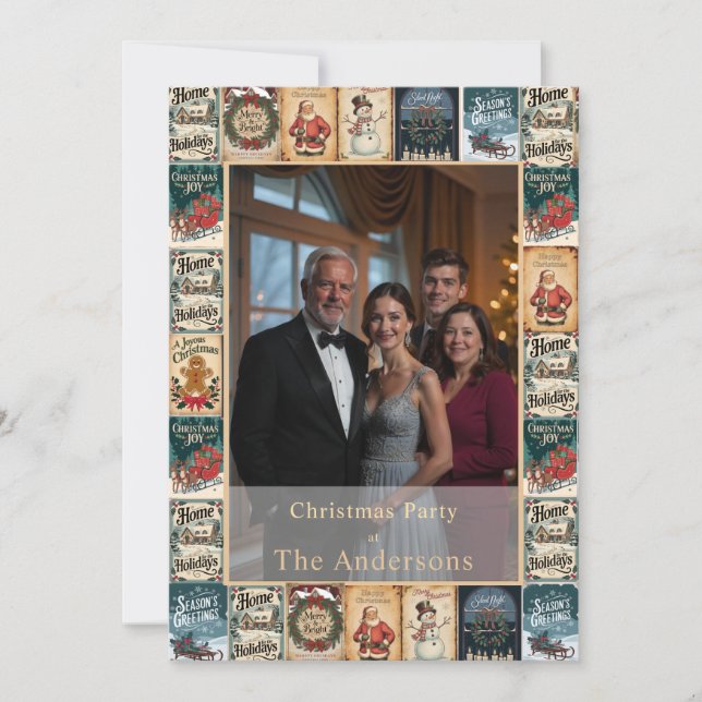 Invitación a una fiesta de fotos para Navidades de (Anverso)