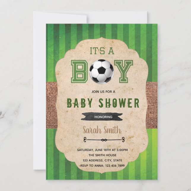 Invitación a una fiesta de fútbol para bebés (Anverso)