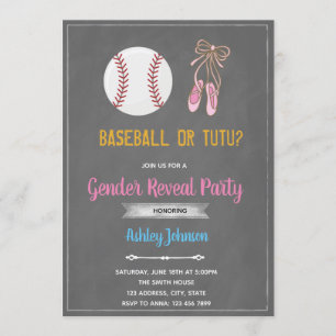 Invitación a una fiesta de género de béisbol o bal