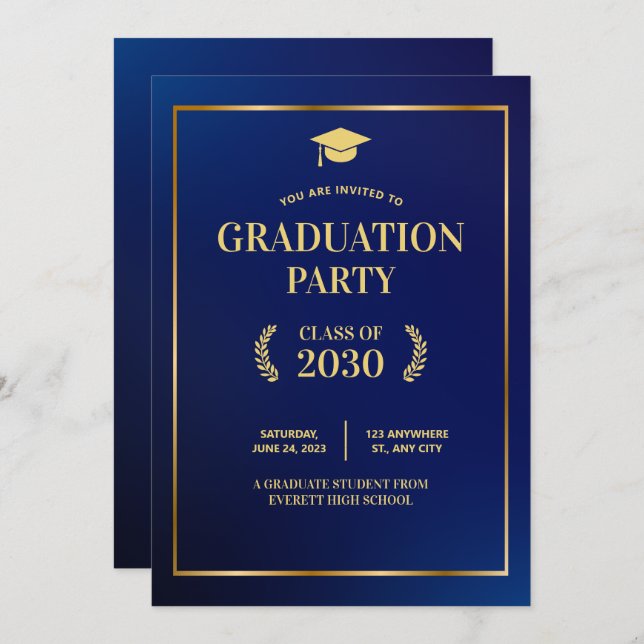 Invitación a una fiesta de graduación, anuncio de  (Anverso / Reverso)