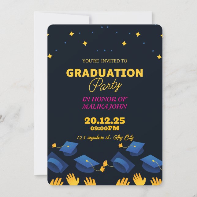 Invitación a una fiesta de graduación con foto (Anverso)