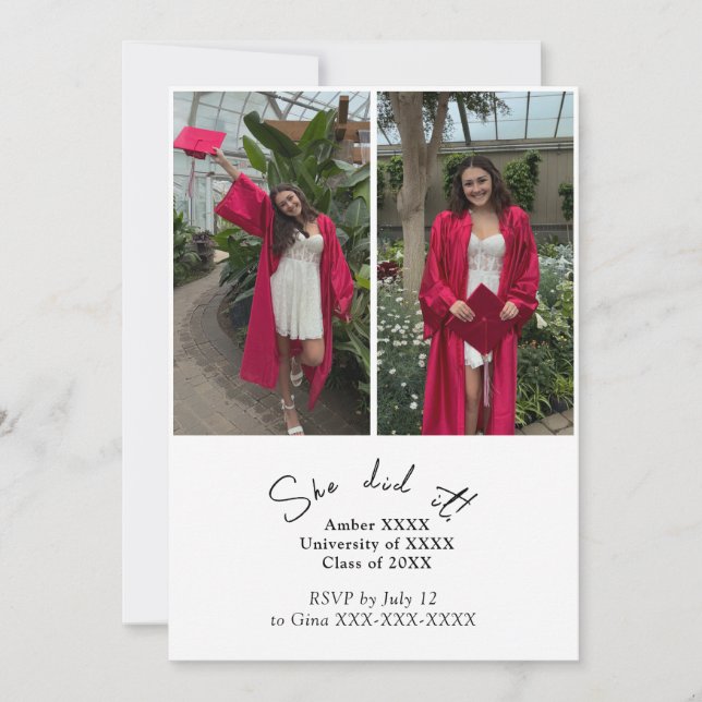 Invitación a una fiesta de graduación conjunta dob (Anverso)