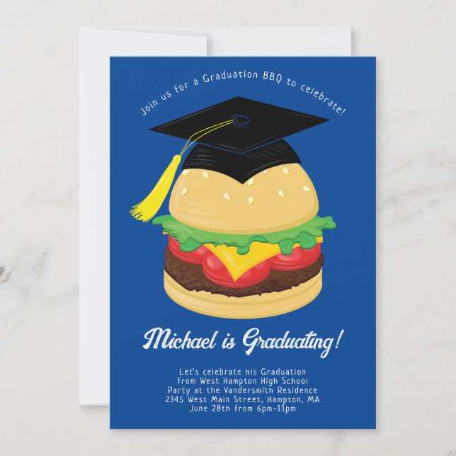 Invitación a una fiesta de graduación de barbacoa  (Anverso)