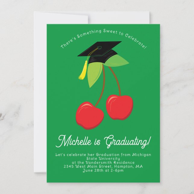 Invitación a una fiesta de graduación de cerezo (Anverso)