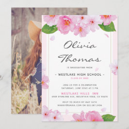 Invitación a una fiesta de graduación de cerezos e
