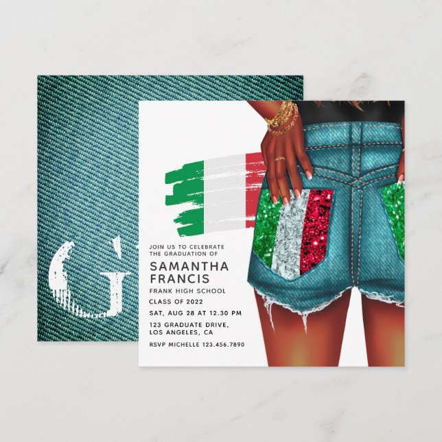 Invitación a una fiesta de graduación de Chica de  (Anverso / Reverso)