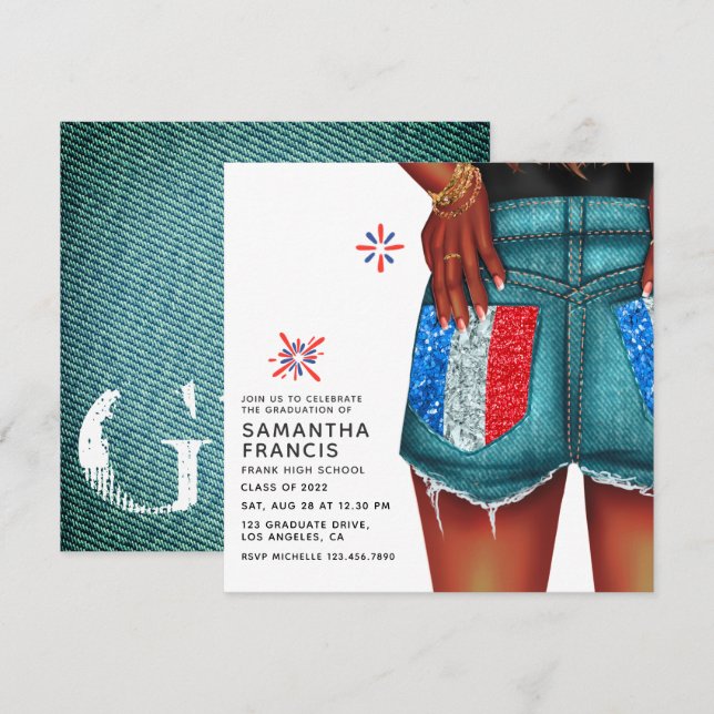 Invitación a una fiesta de graduación de Chica de  (Anverso / Reverso)