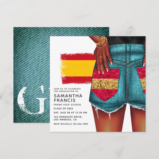 Invitación a una fiesta de graduación de Chica de  (Anverso / Reverso)