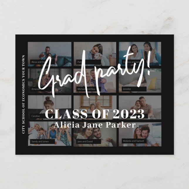 Invitación a una fiesta de graduación de collage d (Anverso)