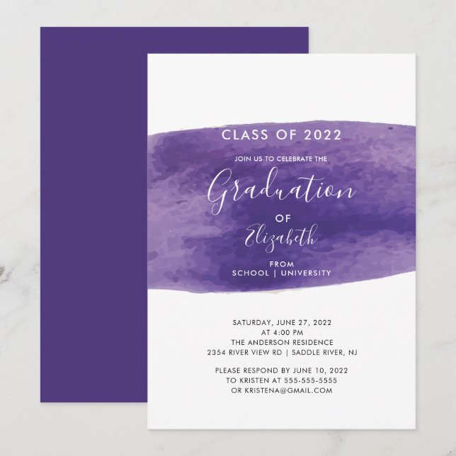Invitación a una fiesta de graduación de color de  (Anverso / Reverso)