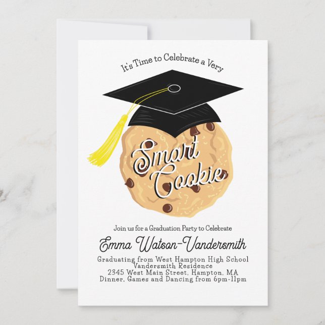 Invitación a una fiesta de graduación de cookie in (Anverso)