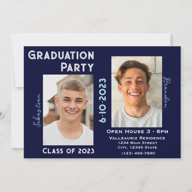 Invitación a una fiesta de graduación de dos gradu (Anverso)