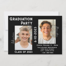 Invitación a una fiesta de graduación de dos gradu