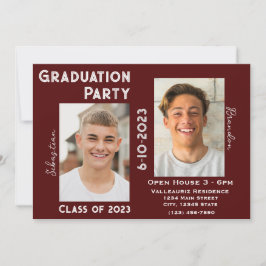 Invitación a una fiesta de graduación de dos gradu