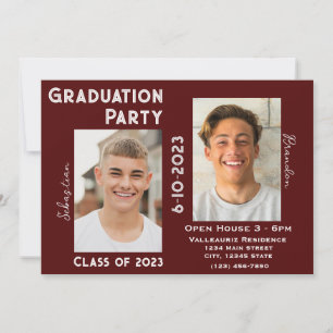 Invitación a una fiesta de graduación de dos gradu
