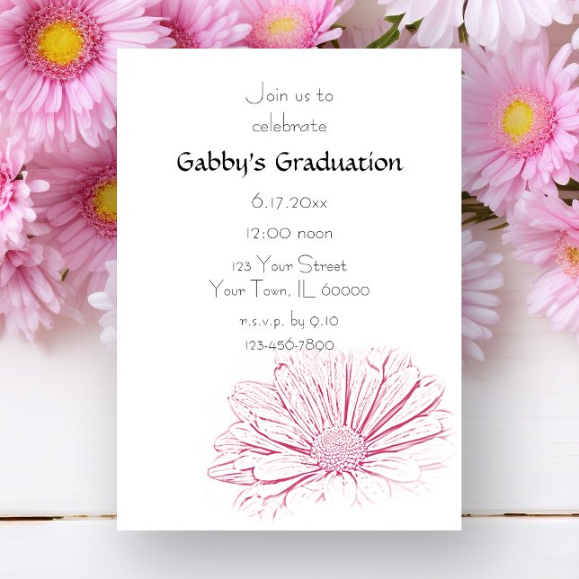 Invitación a una fiesta de graduación de flores ro (Subido por el creador)