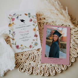 Invitación a una fiesta de graduación de flores si