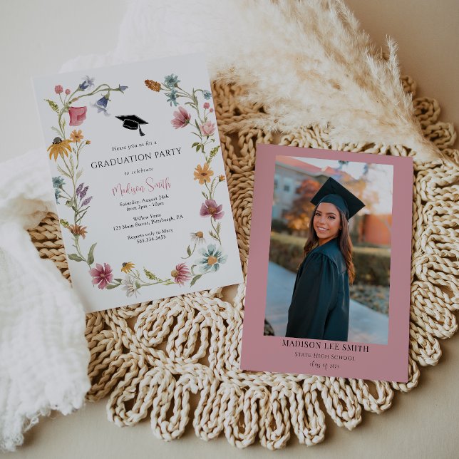 Invitación a una fiesta de graduación de flores si (Subido por el creador)
