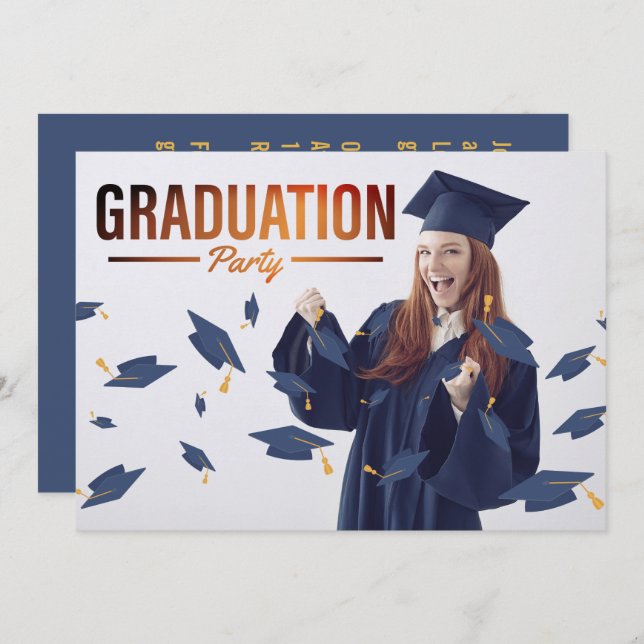 Invitación a una fiesta de graduación de fotos sim (Anverso / Reverso)