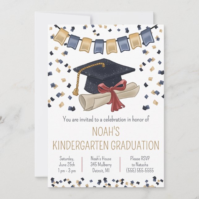 Invitación a una fiesta de graduación de jardín de (Anverso)