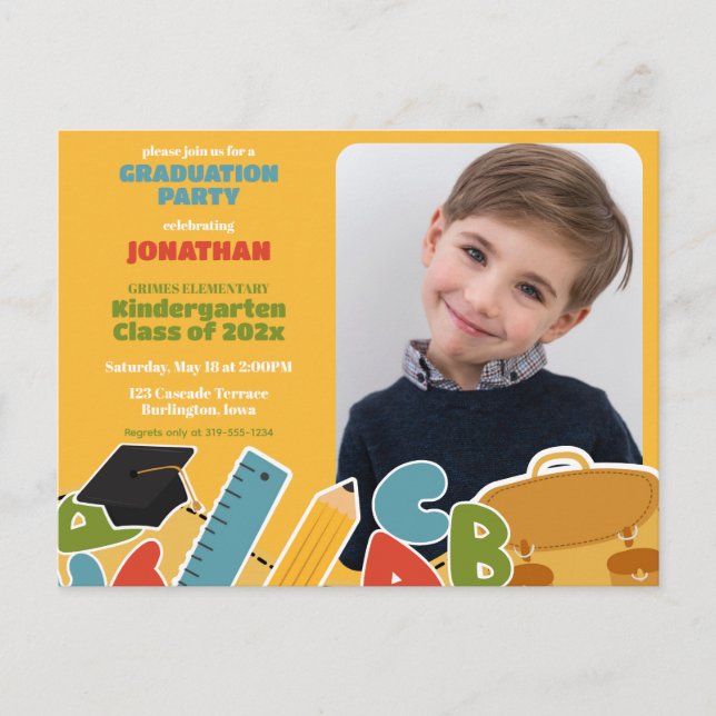 Invitación a una fiesta de graduación de jardín de (Anverso)
