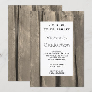 Invitación a una fiesta de graduación de madera de