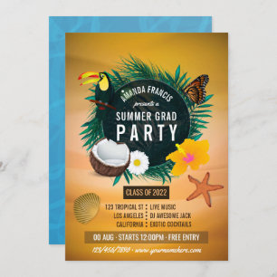 Invitación a una fiesta de graduación de playa tro
