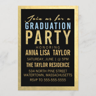 Invitación a una fiesta de graduación de Purpurina