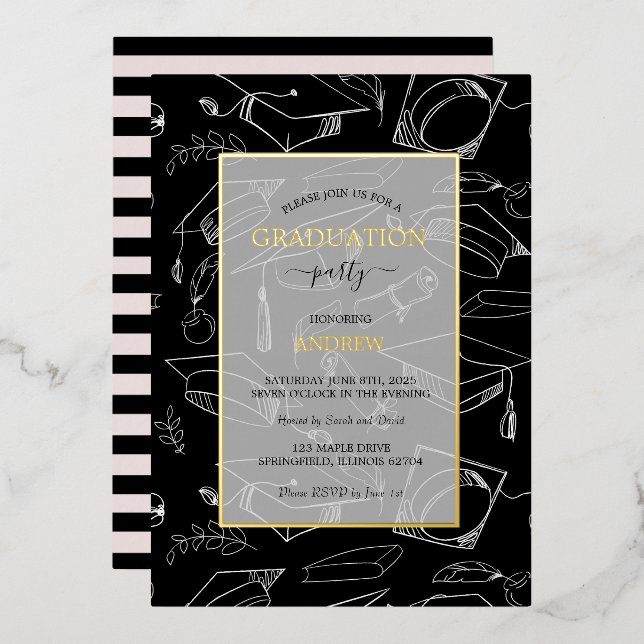 Invitación a una fiesta de graduación de Relieve m (Anverso/Reverso)