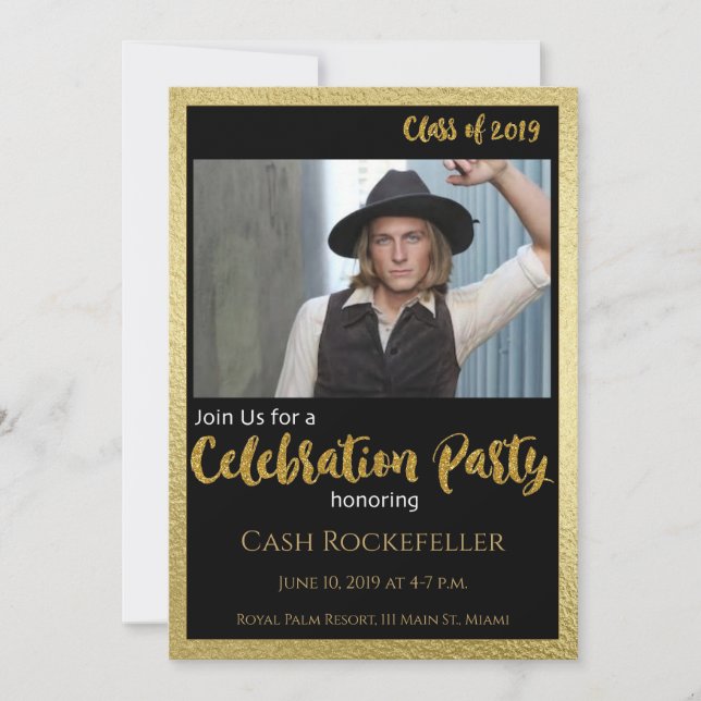 Invitación a una fiesta de graduación elegante y l (Anverso)