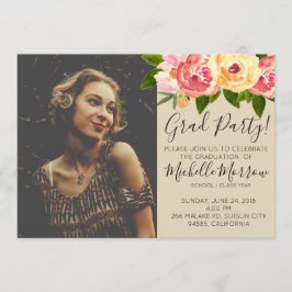 Invitación a una fiesta de graduación floral y rús