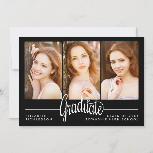 Invitación a una fiesta de graduación fotográfica  (Anverso)
