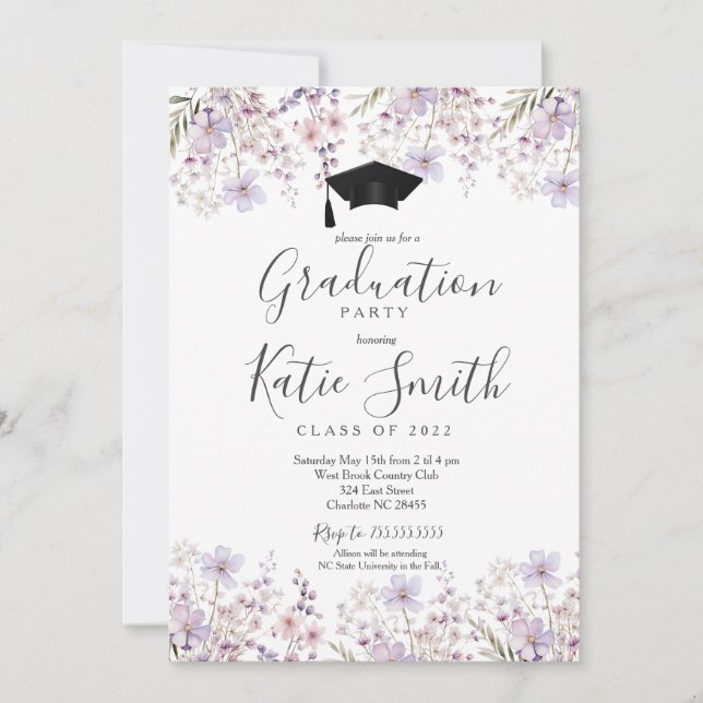 Invitación a una fiesta de graduación, graduación  (Anverso)