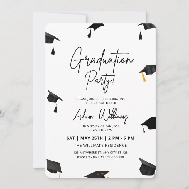 Invitación a una fiesta de graduación, graduación  (Anverso)