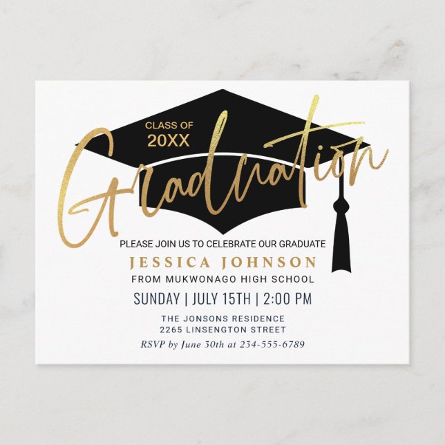 Invitación a una fiesta de graduación Minimalista  (Anverso)