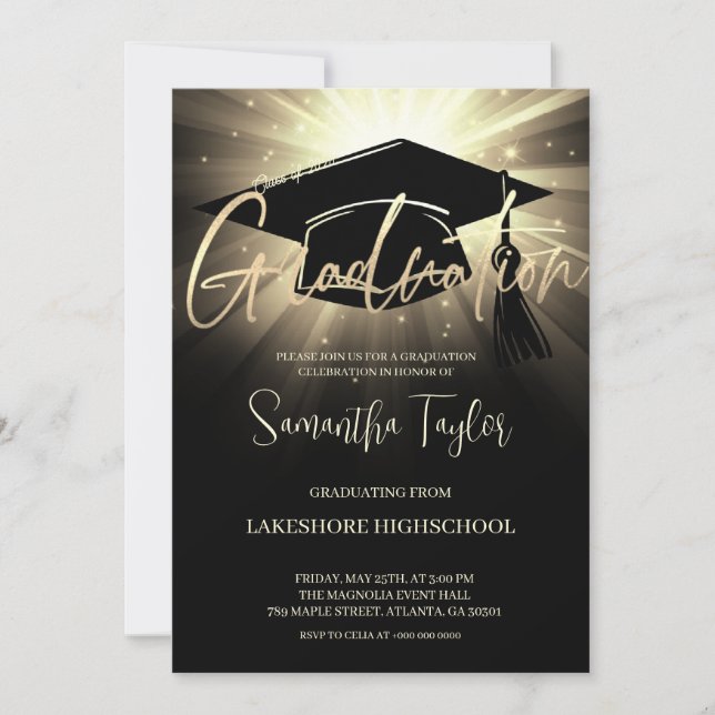 Invitación a una fiesta de graduación moderna (Anverso)