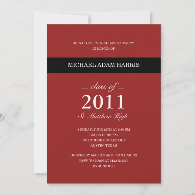Invitación a una fiesta de graduación moderna (Anverso)