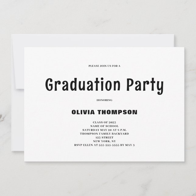 Invitación a una fiesta de graduación moderna (Anverso)