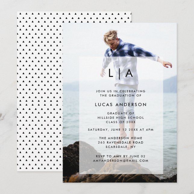 Invitación a una fiesta de graduación moderna con  (Anverso / Reverso)