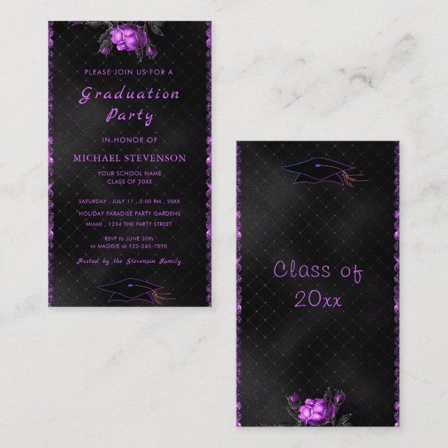Invitación a una fiesta de graduación moderna con  (Anverso / Reverso)