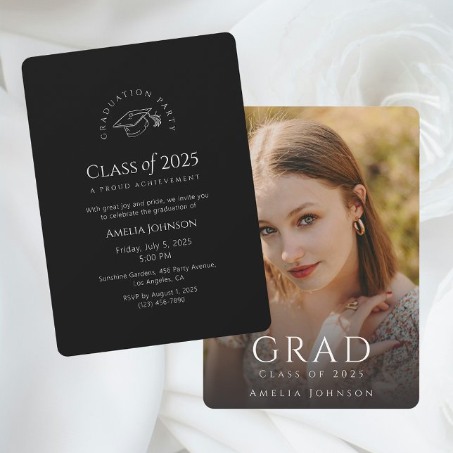 Invitación a una fiesta de graduación moderna con  (Full Photo Graduation Party Invitation)