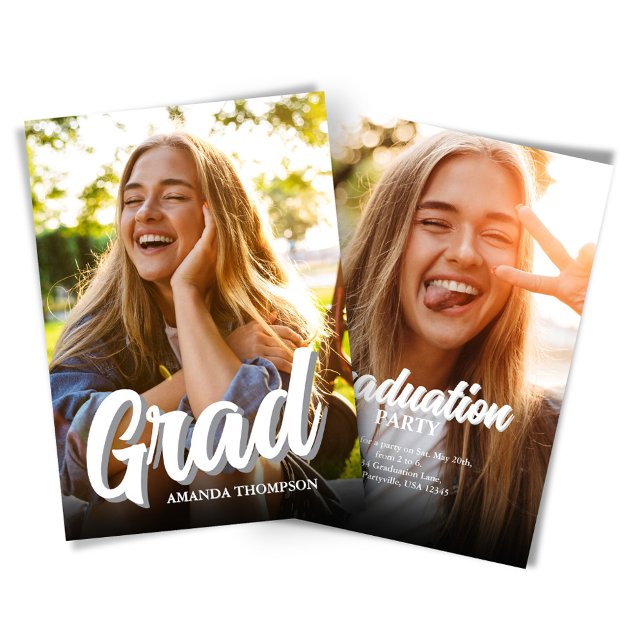 Invitación a una fiesta de graduación multifotogra (Grad photo invitation template.)