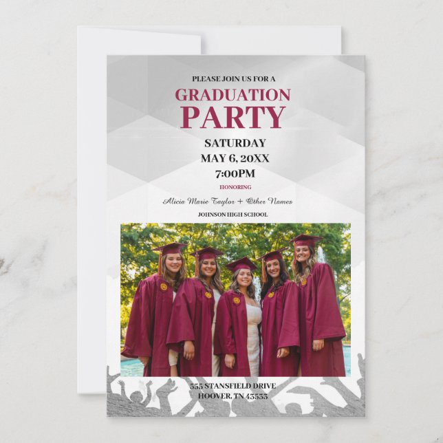 Invitación a una fiesta de graduación múltiple (Anverso)