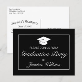 Invitación a una fiesta de graduación negra Minima